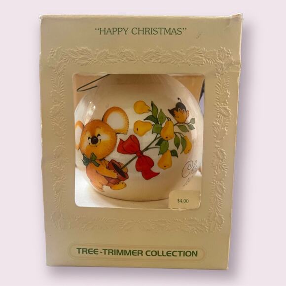 Hallmark Little Critters Satin Christmas Ornament 1980 ~ Vintage ~ 3" Round Tree - Picture 1 of 4